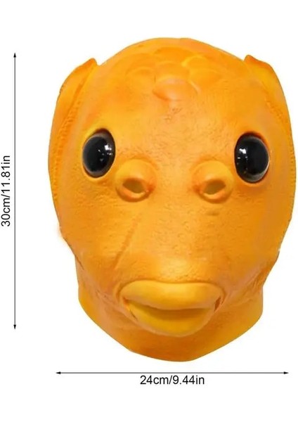 Turuncu Komik Yeşil Balık Maskesi, Yeşil Ağız Balık Lateks Maskesi, Yeşil Balık Golf Sopası Kılıfı Şapka, Cadılar Bayramı Kostüm Partisi Cadılar Bayramı Cosplay (Yurt Dışından)