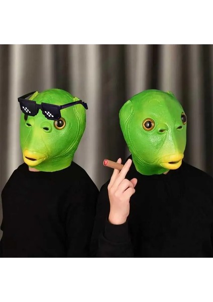 Turuncu Komik Yeşil Balık Maskesi, Yeşil Ağız Balık Lateks Maskesi, Yeşil Balık Golf Sopası Kılıfı Şapka, Cadılar Bayramı Kostüm Partisi Cadılar Bayramı Cosplay (Yurt Dışından) fiyatları