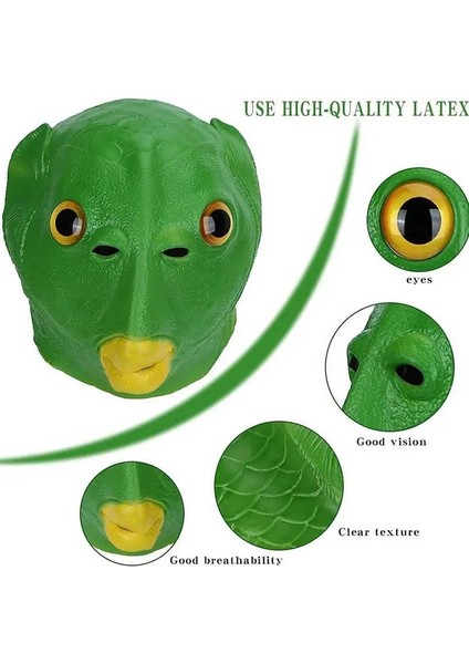 Turuncu Komik Yeşil Balık Maskesi, Yeşil Ağız Balık Lateks Maskesi, Yeşil Balık Golf Sopası Kılıfı Şapka, Cadılar Bayramı Kostüm Partisi Cadılar Bayramı Cosplay (Yurt Dışından) modelleri