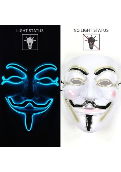 Şeffaf Mavi 1 Cadılar Bayramı Partisi Maskesi Aydınlık LED Maske Masque Masquerade Neon El Maskeleri Işık Komik Maskeler Cosplay Kostüm Karnaval Malzemeleri (Yurt Dışından)
