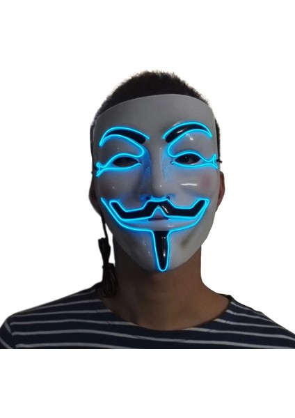 Şeffaf Mavi 1 Cadılar Bayramı Partisi Maskesi Aydınlık LED Maske Masque Masquerade Neon El Maskeleri Işık Komik Maskeler Cosplay Kostüm Karnaval Malzemeleri (Yurt Dışından) fırsatları