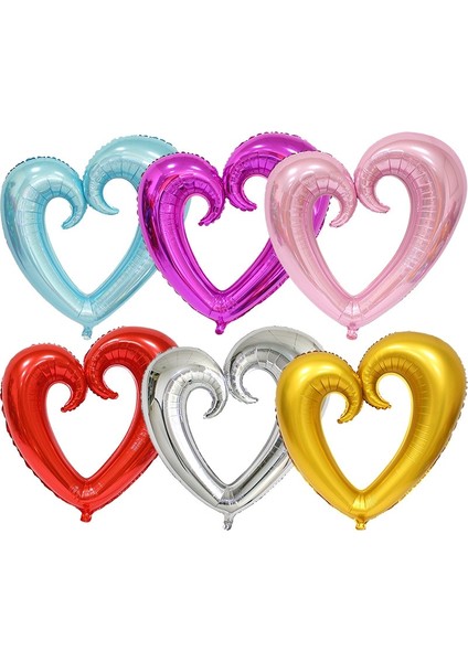 Gümüş Aşk Büyük Hollow Kalp Şekli Folyo Balonlar Düğün Dekorasyon Helyum Balon Sevgililer Günü Altın Kalp Parti Malzemeleri Balonlar (Yurt Dışından) modelleri