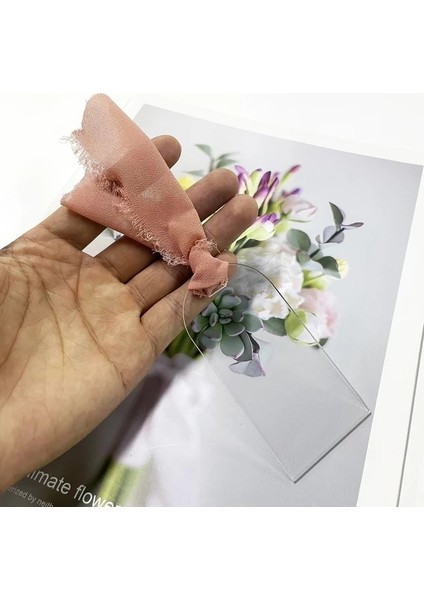 Şeffaf Gül 10 Adet 10/20/50 Adet Akrilik Düğün Yeri Kartı Dıy Asılı Burcu Adı Etiketi Buzlu Akrilik Kemer Boş Ziyafet Parti Oturma Kartları (Yurt Dışından)