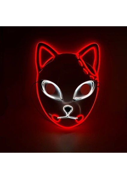 Kırmızı Beyaz Kedi Cadılar Bayramı Maskesi Sevimli Kedi Tilki Vendetta El Tel Maske Parlayan Dans Karnaval Parti Maskeleri Için Yanıp Sönen Cosplay LED Neon Kostüm Maskesi (Yurt Dışından)