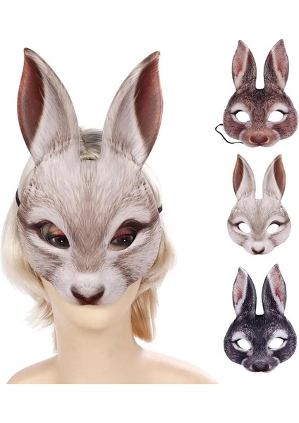 Beyaz Maske Karikatür Gömme Yüz Süs Dekoratif Giydirme Eva Hafif Paskalya Masquerade Tavşan Parti Malzemeleri Odası Dekor (Yurt Dışından) fiyatları