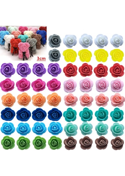 Gri 50 50/100/200/500 Adet 3 cm Köpük Gül Ayı Yapay Çiçekler Diy Hediyeler Kutusu Düğün Dekoratif Noel Ev Dekor 20 Renk (Yurt Dışından)