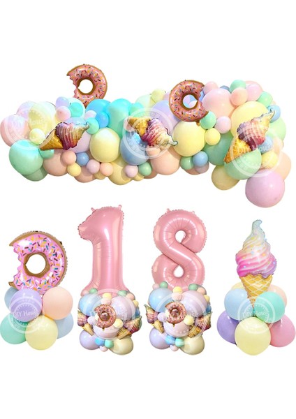 10 Adet Numarası 5 1 Takım Macaron Balon Kulesi Donut ile Dondurma Folyo Balonlar Kızın Donut Doğum Günü Partisi Süslemeleri Için Set Dıy Hediye Malzemeleri (Yurt Dışından) fiyatları