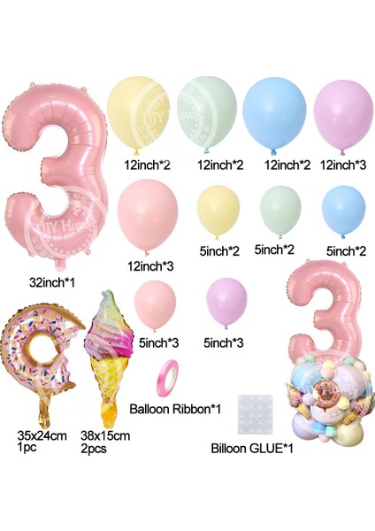 10 Adet Numarası 5 1 Takım Macaron Balon Kulesi Donut ile Dondurma Folyo Balonlar Kızın Donut Doğum Günü Partisi Süslemeleri Için Set Dıy Hediye Malzemeleri (Yurt Dışından) fırsatları
