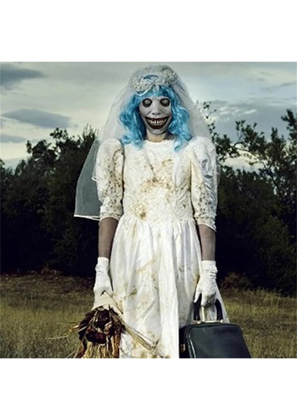 Yeşil 2022 Cadılar Bayramı Korku Maskesi Beyaz Yeşil Yüz Exorcist Gülümseme Lateks Korku Palyaço Yüz Maskesi Cadılar Bayramı Cosplay Parti Cosplaying Sahne (Yurt Dışından) fırsatları