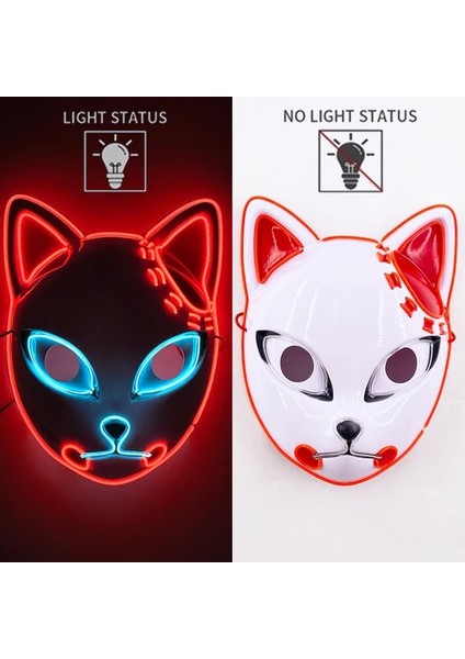 Maske 18 Yeni Tasarlanmış Parlayan Cadılar Bayramı Partisi Maskesi Yanıp Sönen LED Maskeleri El Neon Işık Cosplay Maske Kostüm Sahne Glow Parti Malzemeleri (Yurt Dışından)
