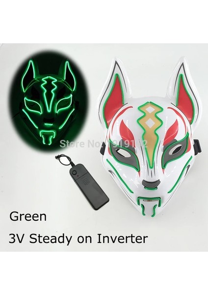 Yeşil Cadılar Bayramı Cosplay Parti LED Işık Up Maske Renkli Neon Işık El Maskesi Japon Anime Tilki Maskesi Karanlıkta Glow Dj Kulübü Sahne (Yurt Dışından) fiyatları