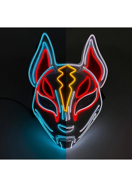 Yeşil Cadılar Bayramı Cosplay Parti LED Işık Up Maske Renkli Neon Işık El Maskesi Japon Anime Tilki Maskesi Karanlıkta Glow Dj Kulübü Sahne (Yurt Dışından) modelleri