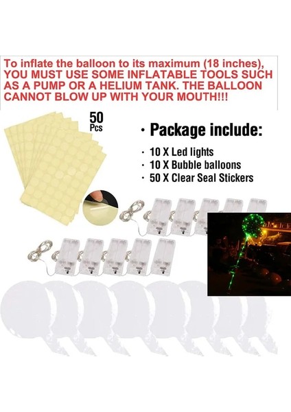 Yeşil LED 18 Inç Çubuksuz 10 Paket LED Işık Up Bobo Balonlar Dekorasyon Kapalı Veya Açık Doğum Günü Düğün Yeni Yıl Partisi Noel Kutlamaları (Yurt Dışından)