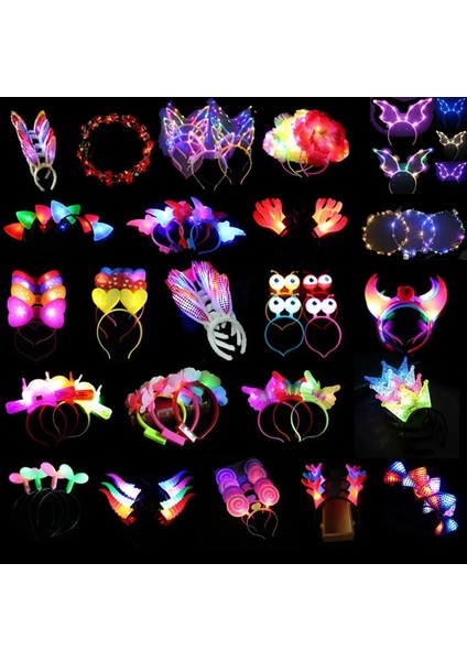 30 10 Adet Yetişkin Çocuk Light Up LED Kedi Kulak Kar Tanesi Ağacı Kafa Bandı Çiçek Taç Doğum Günü Düğün Karnaval Glow Parti Malzemeleri (Yurt Dışından)