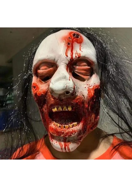 Siyah Cadılar Bayramı Korku Süslü Elbise Parti Maskesi Kanlı Gerçekçi Korku Gülen Cosplay Zor Lateks Kazak Maskesi Kostüm Sahne (Yurt Dışından)