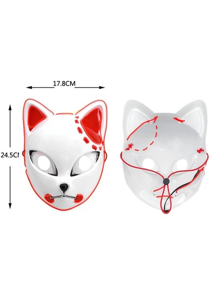 02 Parti LED Maske Parlayan Kedi Yüz Iblis Avcısı Soğuk Işık Tilki Maskesi Kadınlar Için Masquerade Cosplay Sahne Bar Perili Ev Dekor (Yurt Dışından) fırsatları