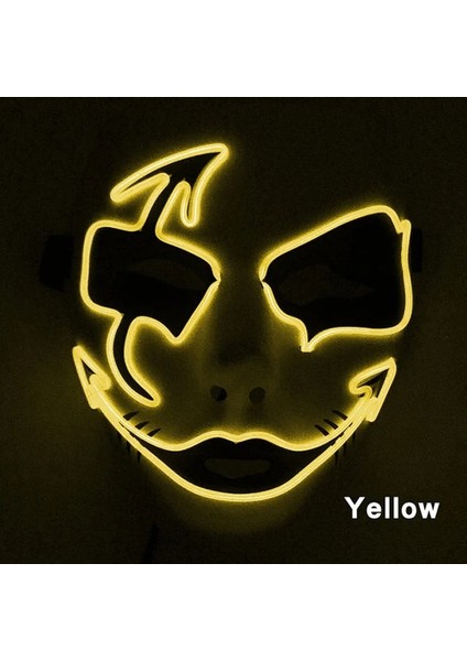 Sarı 2 Neon Işık LED Maske LED Cadılar Bayramı Korkunç Maske Cosplay Parti Maskesi Masquerade Maskeleri Cadılar Bayramı Kostüm Karnaval Glow Parti Sahne (Yurt Dışından)