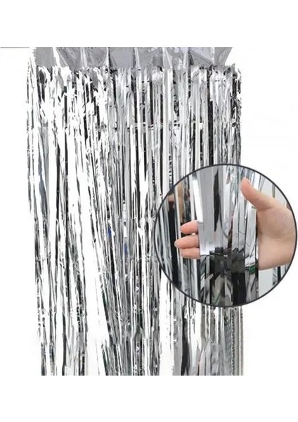 Gümüş 100X200 cm Düğün Doğum Günü Partisi Zemin Perde Parlak Üniforma Renk Alüminyum Yapışkanlı Saçak Perde Doğum Günü Dekorasyon Için (Yurt Dışından)