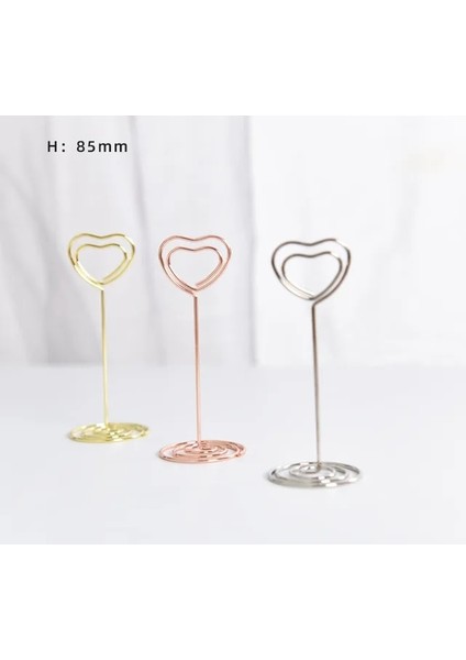 Heart-M 10PCS-SILVER 10PCS Yer Kartı Kelepçeleri Standı Metalik Gül Altın Kalp Şekli Fotoğraf Klipleri Kağıt Kelepçesi Masa Numaraları Tutucu Masaüstü Dekorasyon (Yurt Dışından)
