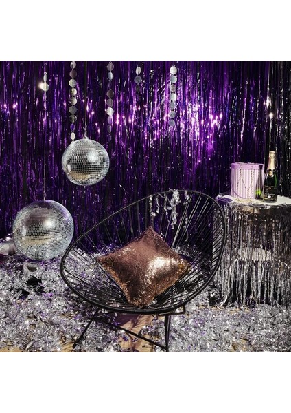 Lazer Mor 2 Paket Metalik Folyo Tinsel Saçak Zemin Perdeleri Doğum Günü Düğün Bekarlığa Veda Partisi Dekorasyon Yetişkin Yıldönümü Fotoğrafçılığı (Yurt Dışından) fiyatları