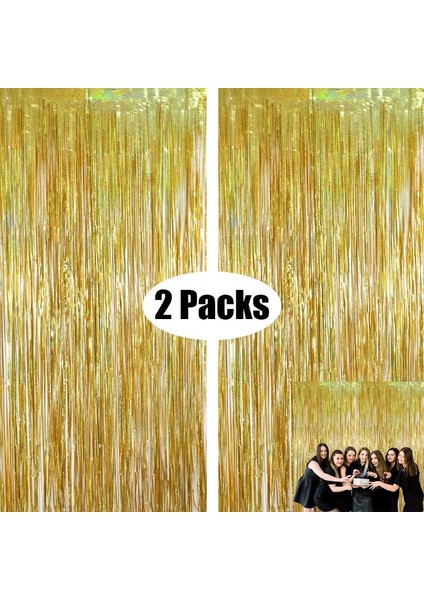 Lazer Mor 2 Paket Metalik Folyo Tinsel Saçak Zemin Perdeleri Doğum Günü Düğün Bekarlığa Veda Partisi Dekorasyon Yetişkin Yıldönümü Fotoğrafçılığı (Yurt Dışından) fırsatları