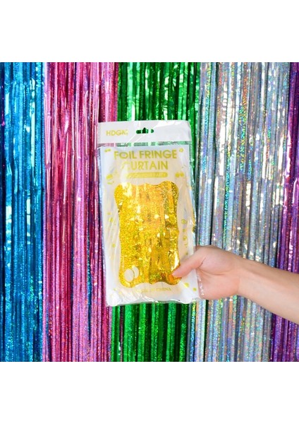 Altın 2 Adet Parti Zemin Perde Doğum Günü Dekorasyon Düğün Bekarlığa Veda Partisi Perde Glitter Tinsel Saçak Bebek Duş (Yurt Dışından)