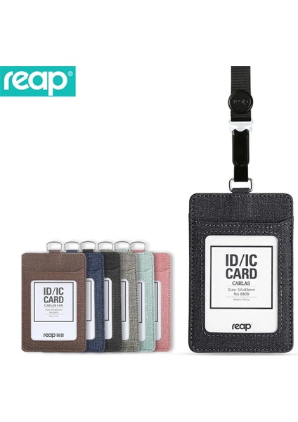 6809HUISE7635 6809 Pu Reap Deri Rozet Tutucu, 1 Kimlik Pencereli, 3 Kart Yuvalı ve Ağır Hizmet Geri Çekilebilir Kordonlu (Yurt Dışından) modelleri