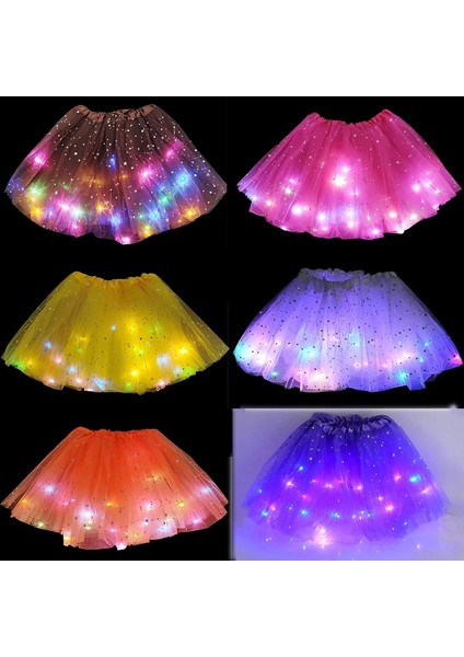 B01 Kadın Kızlar Tutu Etekler Neon LED Işık Glow Prenses Bale Sahne Dans Kısa Elbise Çocuklar Için Peri Mini Etek Doğum Günü Hediyeleri (Yurt Dışından)