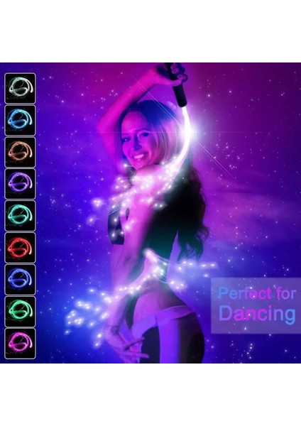 Açık Sarı Disko Dans Kırbaç Parti LED Fiber Optik Dans Kırbaçlar Şarj Edilebilir Parlayan Kırbaç Sparkle Akış Oyuncak Işıklı 360° Dönebilen Rave Edm (Yurt Dışından)