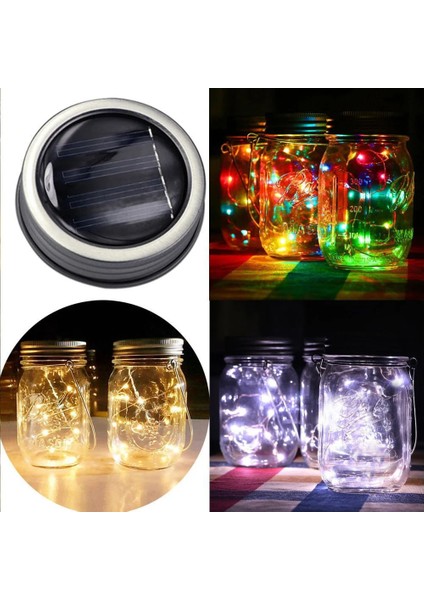 Çok Renkli 2 M 20 Leds Güneş Mason Kavanoz Kapağı Işıkları LED Peri Yıldız Ateşböceği Dize Kapakları Düğün Veranda Bahçe Partisi Bar Süslemeleri Için Işıklar (Kavanoz Yok) (Yurt Dışından)