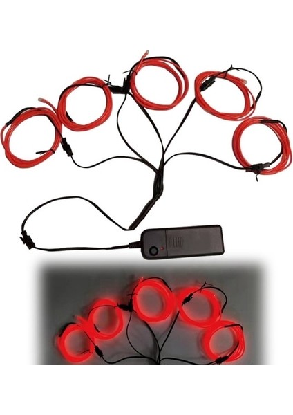 Kırmızı 5 In 1 Glow Tel Kablo LED Neon Noel Dans Partisi Dıy Kostümleri Aydınlık Giysiler Işık Dekorasyon Çocuklar Şaka Oyuncaklar 1 M Her Kablo (Yurt Dışından)
