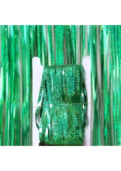 Yeşil 1 M x 2 M Sıcak Satış Glitter Tinsel Folyo Saçak Perde Zemin Doğum Günü Düğün Hawaii Parti Dekor Glitter Tinsel Folyo Saçak Perde (Yurt Dışından)