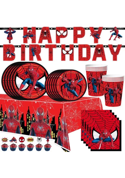 Balon-1 Adet Süper Kahraman Kırmızı Örümcek Adam Parti Spidey Supplie Fincan Plaka Zemin Masa Örtüsü Parti Boys Için Doğum Günü Bebek Duş Parti Dekorasyon (Yurt Dışından)