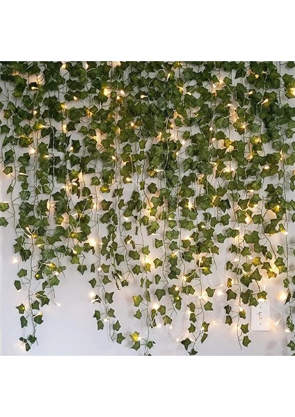 G05-WARM 2.3 M Yapay Sarmaşık Yeşil Yaprak Sarmaşık Asma 2 M LED Dize Işıklar Seti Dıy Düğün Parti Dekoratif LED Işık Yaprak Çelenkler (Yurt Dışından)