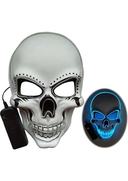 08 Kafatası LED Maske Masquerade Maskeleri Neon Maske Karanlıkta Işık Glow Maskara Korku Maskesi Parlayan Masker Cadılar Bayramı Partisi Maskesi (Yurt Dışından)