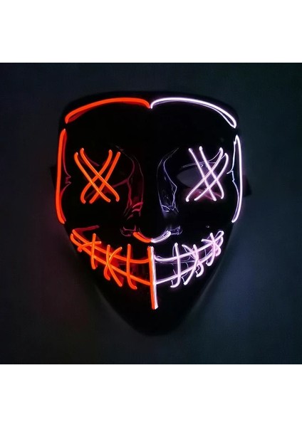 B07 Cadılar Bayramı Neon Maskesi Karışık Renkli LED Maskeler Masque Masquerade Parti Korku Maskeleri Karanlıkta Glow Komik Cosplay Kostüm Malzemeleri (Yurt Dışından)