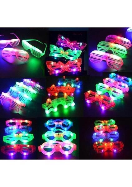 Stil 3 12 Adet Yetişkin Çocuk Kadın LED Gözlük Light Up Güneş Gözlüğü Glow Panjur Deklanşör Neon Flaş Bar Doğum Günü Düğün Parti Favor Cadılar Bayramı (Yurt Dışından) fiyatları