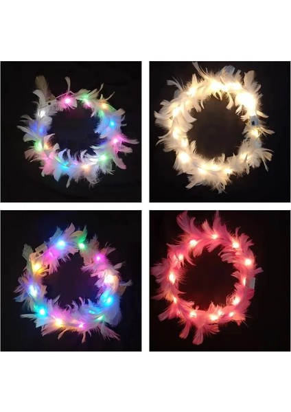 Mor TÜY01 1 Adet Glow Kafa Bandı Ayarlanabilir LED Işık Parti Düğün Doğum Günü Glow Parti Saç Aksesuarları Için Tüy Çelenk Hairband Şekeri (Yurt Dışından)