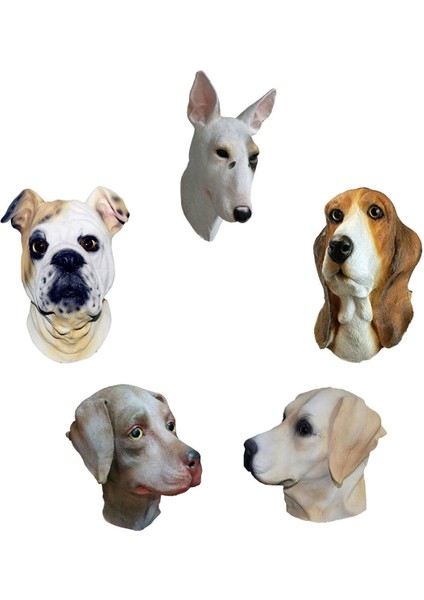 Açık Gri Lateks Hayvan Gerçekçi Boğa Köpek Labrador Pit Bull Basset Hound Alman Çoban Köpeği Sahne Parti Maskeleri (Yurt Dışından) fırsatları