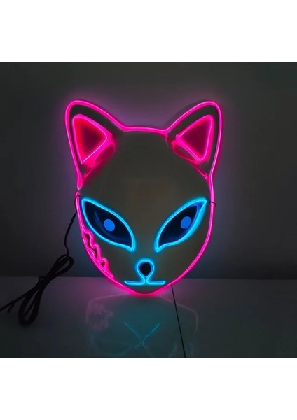 C1 Tilki Tavşan Cadılar Bayramı LED Sevimli Yüz Maskesi Parti Korku Cosplay Sahne Işıklı Maske Masquerade (Yurt Dışından)