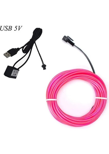 USB Pembe 5 Metre Esnek Neon Hafif Parlamalı El Tel Halat Kablo Noel Dans Rave Dekorasyon Için LED Işıkları Dıy Ayakkabı Giyim USB LED Şerit Lamba (Yurt Dışından) fiyatları