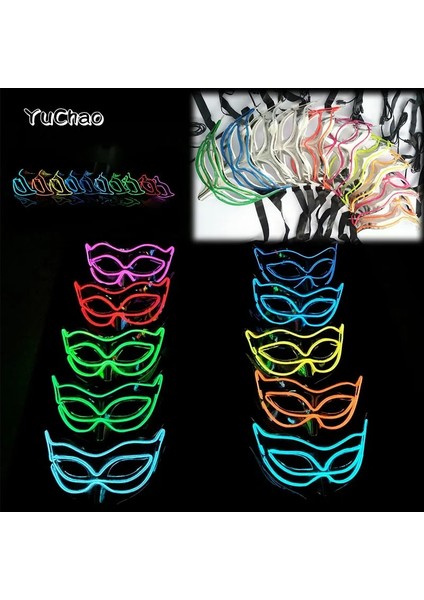 02 Yeşil Cadılar Bayramı 10 Renk LED Neon El Tel Maske Cosplay Aydınlık Tilki Maskesi Dans Parti Elbise Aksesuarları (Yurt Dışından) fiyatları