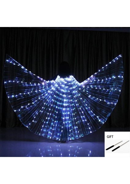 Beyaz L (Yetişkin 155-175CM) Oryantal Dans LED Kelebek Kanatları Parti Festivali Performansı Floresan Isis Kanatları Oryantal Dans Karnaval Kostümleri Yetişkinler Için Gösterir (Yurt Dışından)
