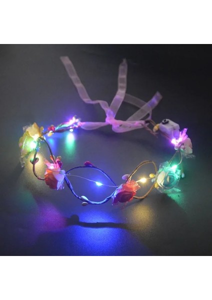 39 1 Adet LED Neon Rave Parti Çelenk Taç Çiçek Kafa Bandı Işık Garland Hediye Saç Bandı Doğum Günü Kostüm Düğün Karnaval (Yurt Dışından)