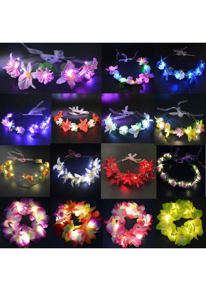 39 1 Adet LED Neon Rave Parti Çelenk Taç Çiçek Kafa Bandı Işık Garland Hediye Saç Bandı Doğum Günü Kostüm Düğün Karnaval (Yurt Dışından) modelleri