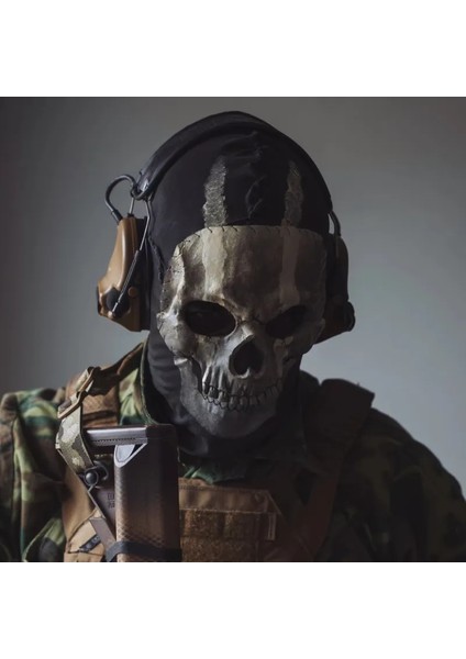 E Unisex Korku Call Of Duty Hayalet Taktik Kafatası Maskesi Cadılar Bayramı Gerçekleştirmek Parti Masquerade Prop Kask Cosplay Lateks Başlık (Yurt Dışından)