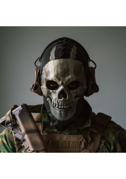 E Unisex Korku Call Of Duty Hayalet Taktik Kafatası Maskesi Cadılar Bayramı Gerçekleştirmek Parti Masquerade Prop Kask Cosplay Lateks Başlık (Yurt Dışından)