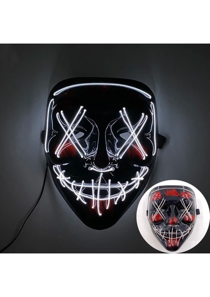 09 Cadılar Bayramı Renkli Işık Up Korkunç Maske Aydınlık LED Tasfiye Maskesi Tam Yüz Cosplay Bar Parti Parlayan Maske Rave Festivali Malzemeleri (Yurt Dışından)