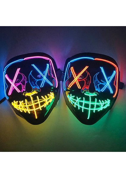 09 Cadılar Bayramı Renkli Işık Up Korkunç Maske Aydınlık LED Tasfiye Maskesi Tam Yüz Cosplay Bar Parti Parlayan Maske Rave Festivali Malzemeleri (Yurt Dışından) modelleri