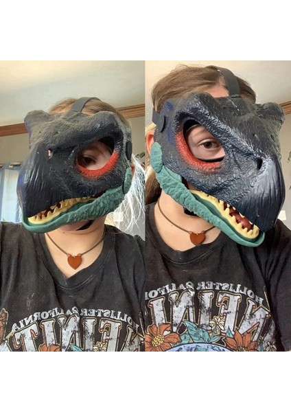 Dinozor Maskesi Hareketli Ağız Dinozor Maskesi Lateks Hayvan Dinozor Headdress Cadılar Bayramı Partisi Cosplay Maske (Yurt Dışından) fırsatları